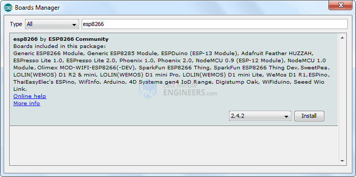 Boards Manager Search in IDE